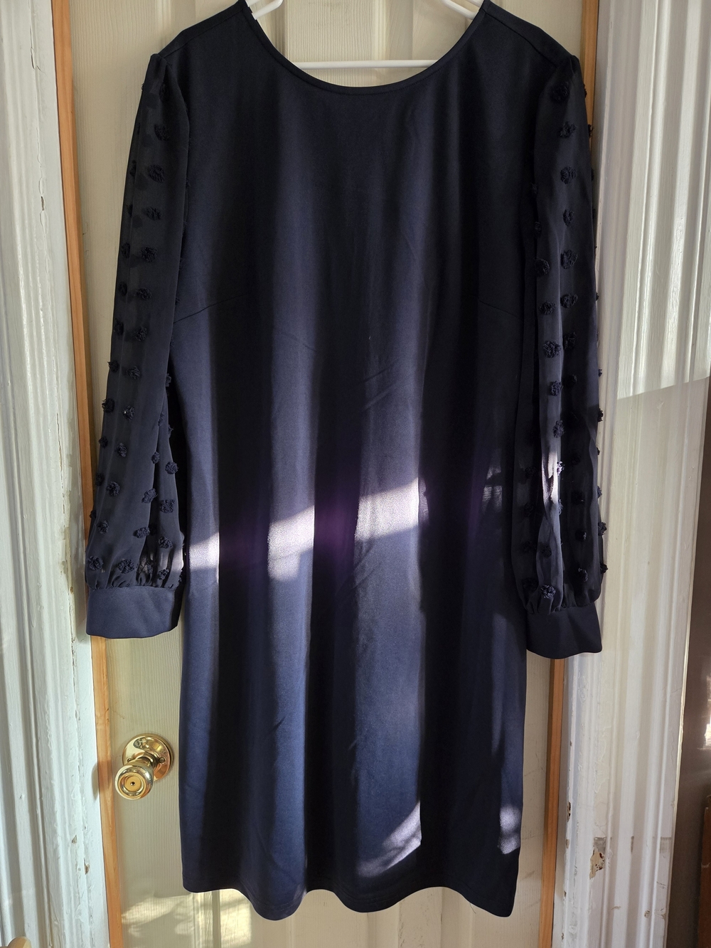 Elegant Navy Long-Sleeve Shift Dress